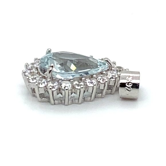 Aquamarine 2.30ct White Gold Solid Silver Pendant - Picture 5 of 8